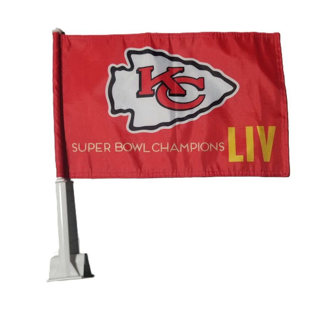 2 KANSAS CITY CHIEFS DOUBLE SIDED CAR FLAGS (SET OF 2)